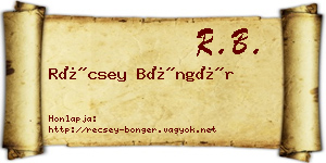 Récsey Böngér névjegykártya